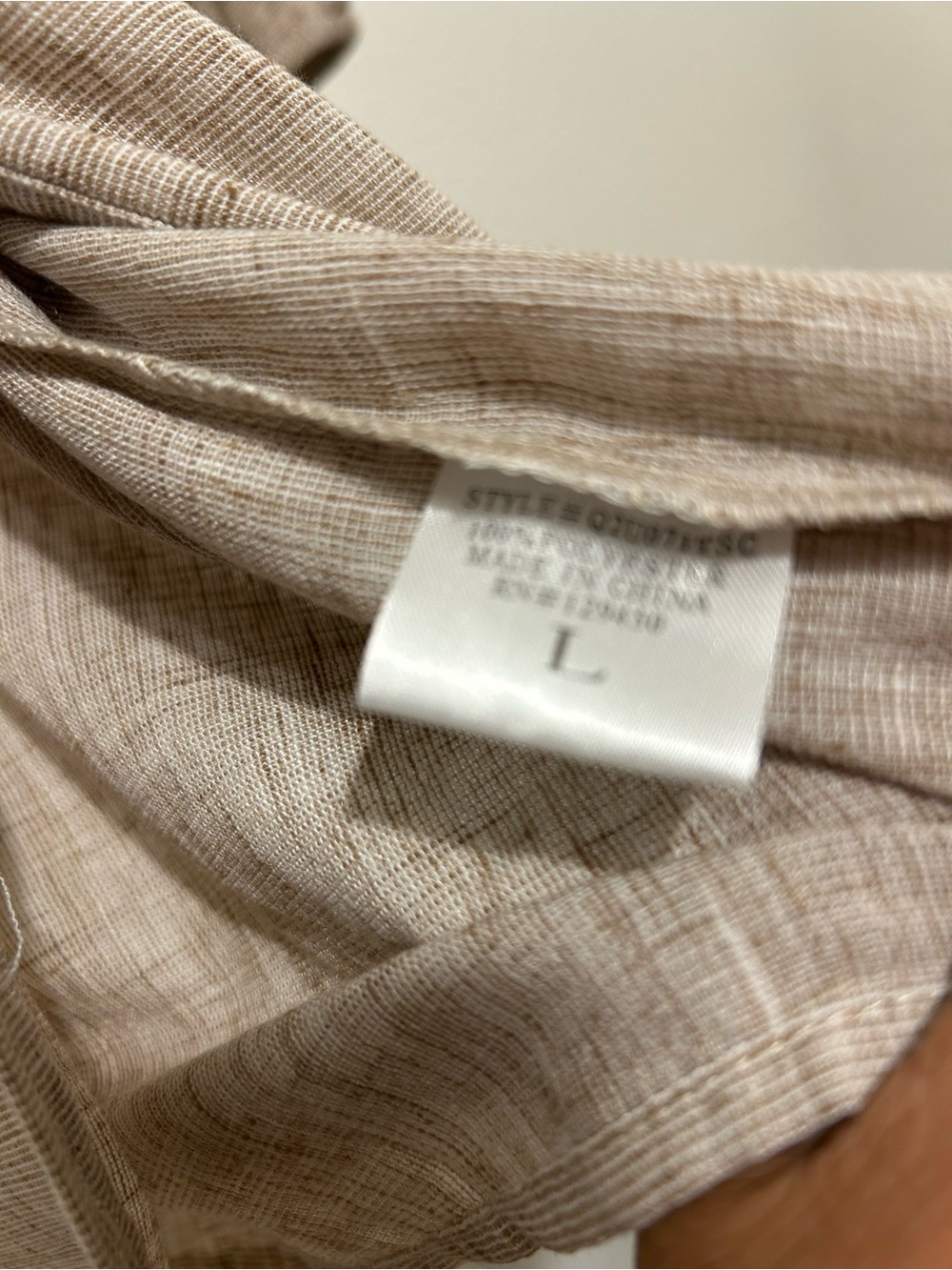 Woven Taupe Button-Front Peasant Blouse - Picture 7 of 8